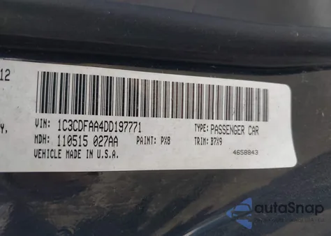 2013 Dodge Dart Se z USA, uszkodzony, nr VIN 1C3CDFAA4DD197771